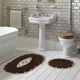 Mijölnir Juego de alfombras de baño Selonya Oval - Marrón